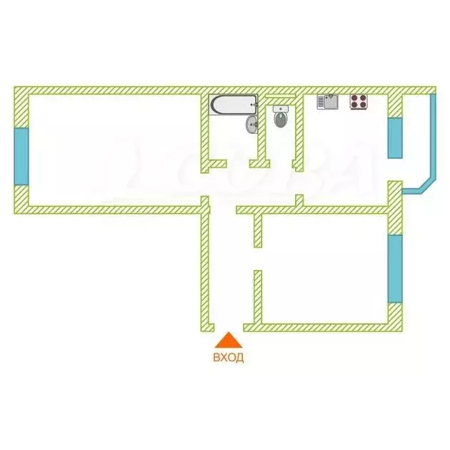 2-комнатная квартира: Тюмень, Широтная улица, 128 (56.5 м) - Фото 1