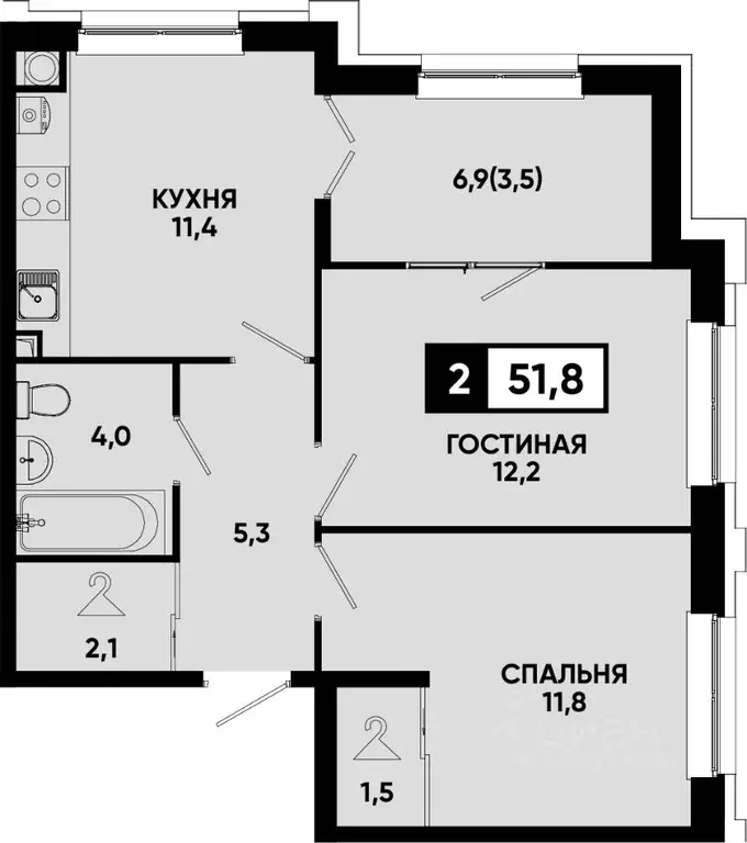 2-к кв. Ставропольский край, Кисловодск Моя Легенда жилой комплекс ... - Фото 1