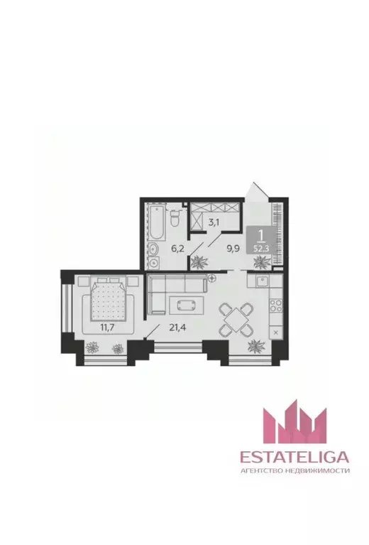 2-к кв. Москва 1-я оч., Шагал жилой комплекс, к13 (53.0 м) - Фото 2