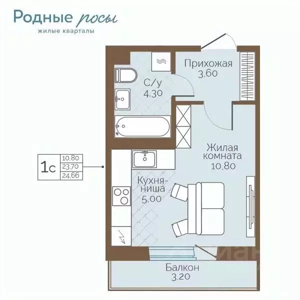 1-к кв. Пермский край, Пермский муниципальный округ, с. Фролы ул. ... - Фото 1