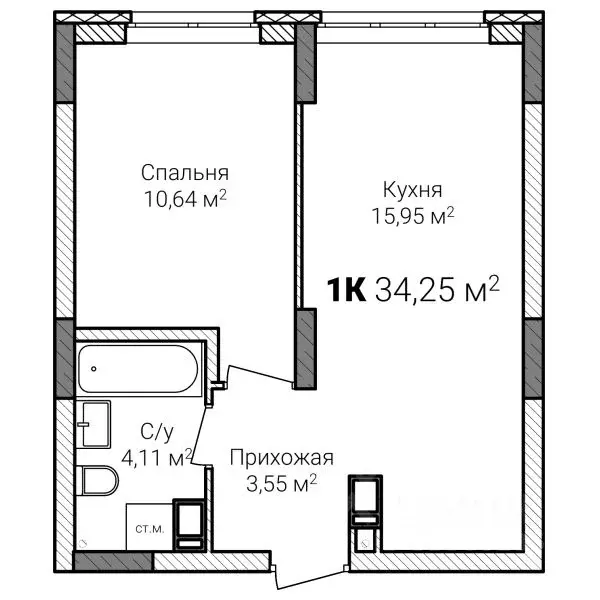 1-к кв. Нижегородская область, Нижний Новгород ул. Героя Советского ... - Фото 0