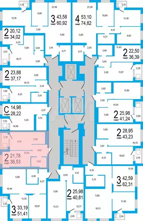 2-к. квартира, 36,5 м, 2/25 эт. - Фото 1