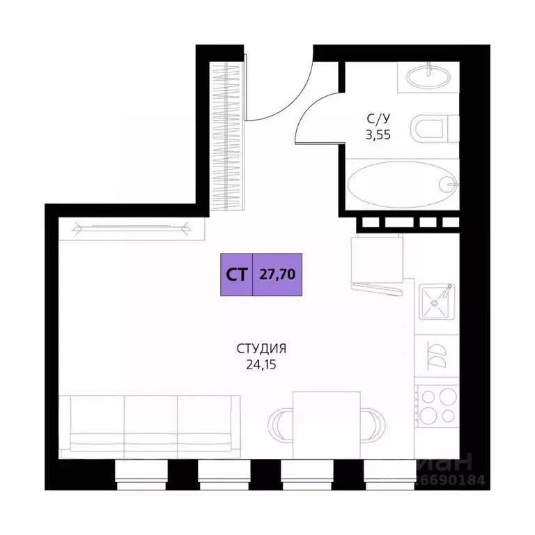 1-к кв. Дагестан, Дербент  (27.7 м) - Фото 1