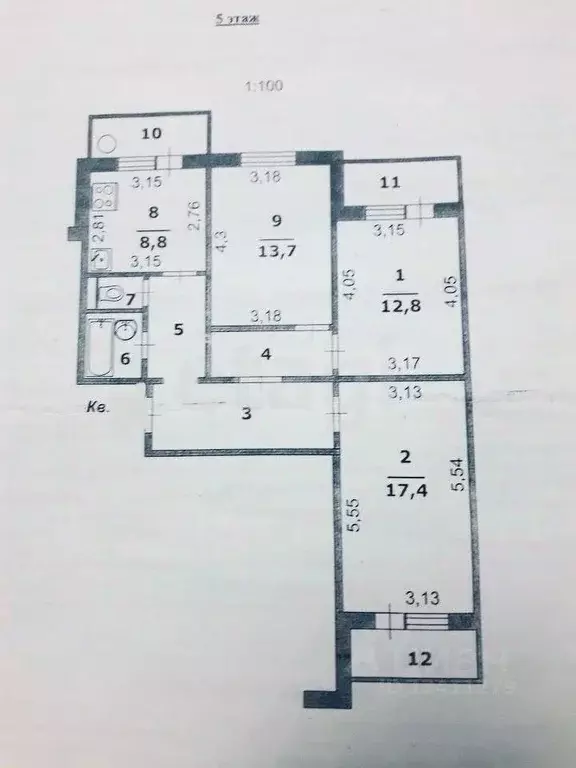 3-к кв. Белгородская область, Белгород ул. Есенина, 40 (76.3 м) - Фото 1