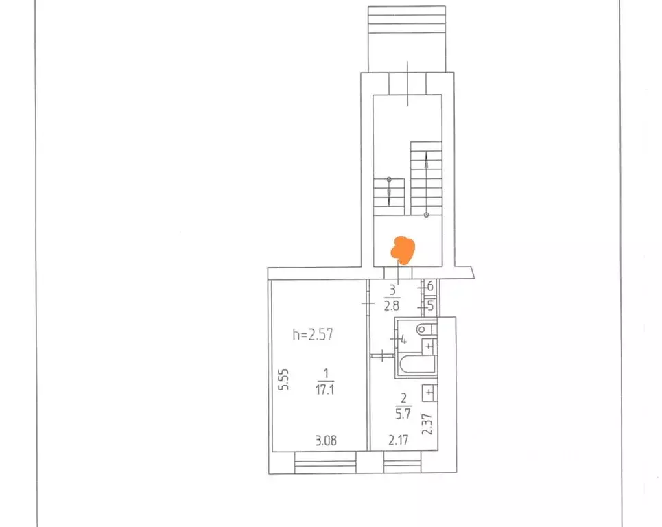 1-к кв. Пермский край, Пермь Буксирная ул., 9 (28.5 м) - Фото 1