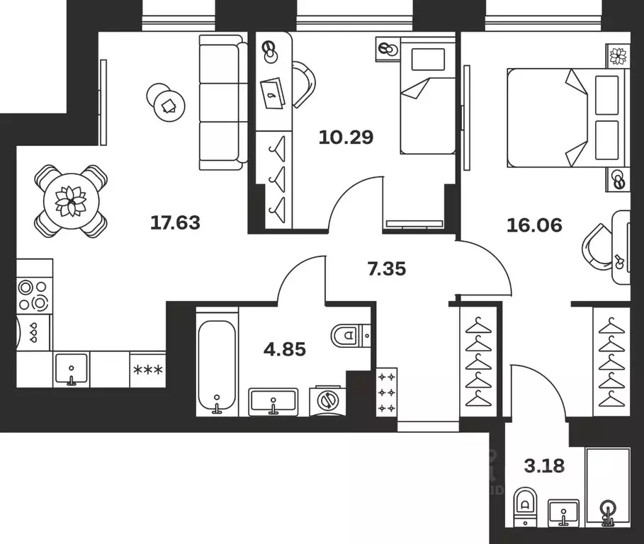 2-к кв. Тульская область, Тула ул. Самоварная, 21/1 (59.36 м) - Фото 1