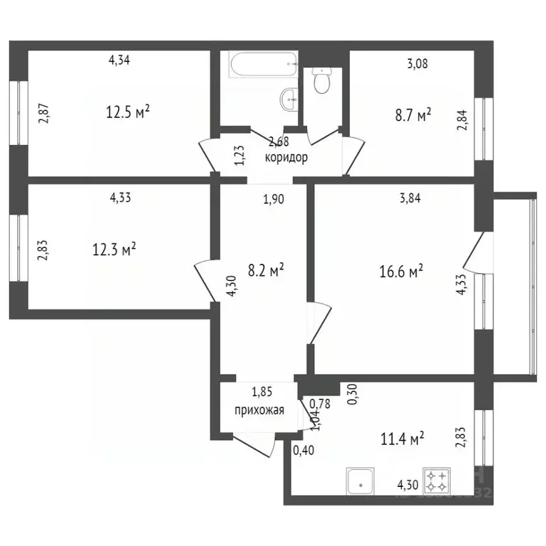 4-к кв. Красноярский край, Красноярск Северный мкр, ул. Водопьянова, 2 ... - Фото 2
