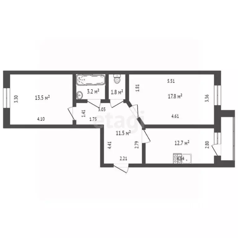 2-к кв. Тюменская область, Тюмень Широтная ул., 158к1 (60.7 м) - Фото 1