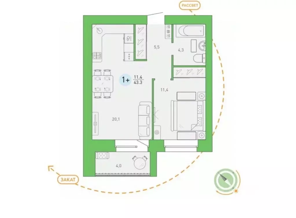1-к кв. Брянская область, Брянск Степная ул., 20 (43.3 м) - Фото 1