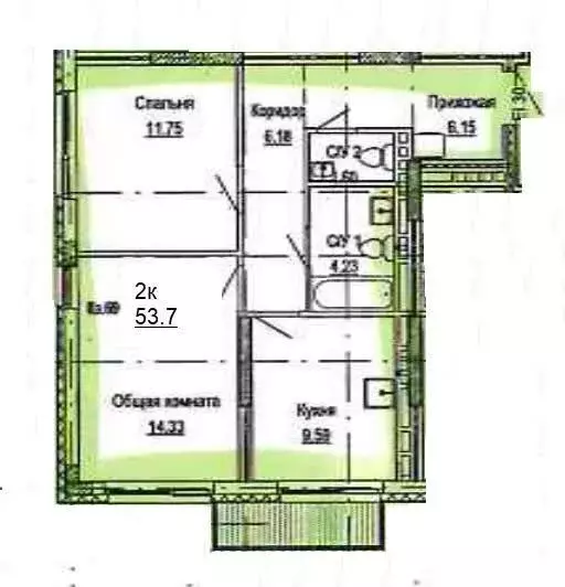 2-комнатная квартира: Алтайский край, городской округ Барнаул, рабочий ... - Фото 1