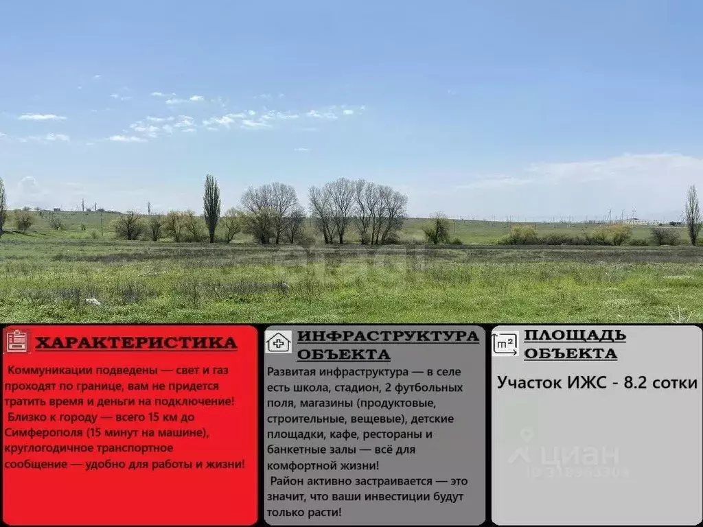 Участок в Крым, Симферопольский район, с. Родниково  (8.2 сот.) - Фото 0