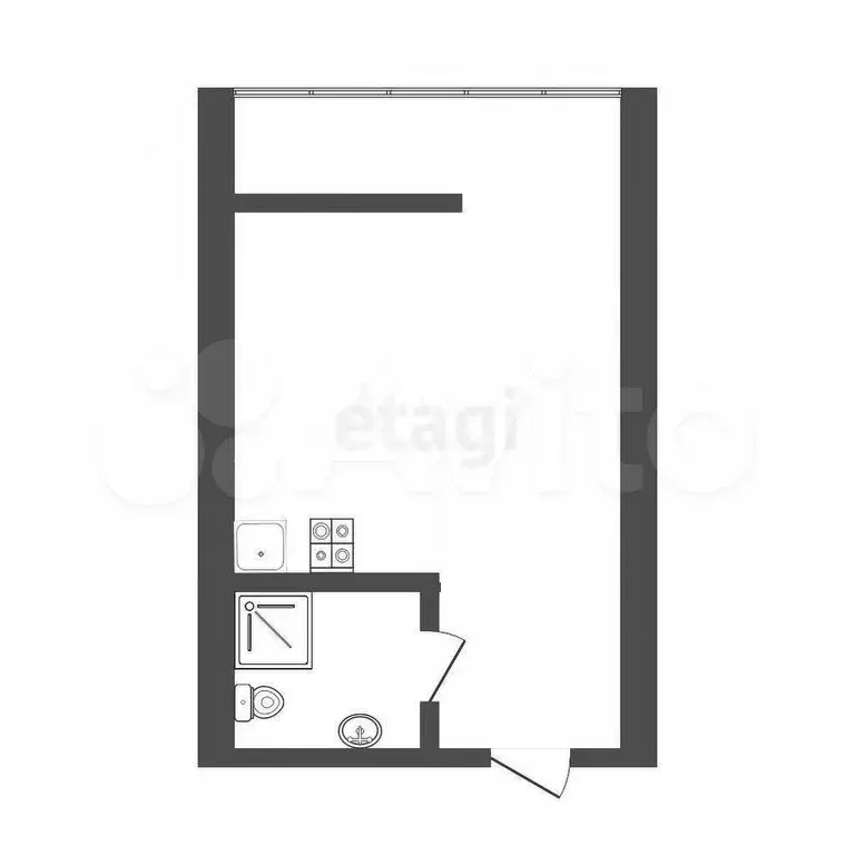 Квартира-студия, 17,4 м, 1/8 эт. - Фото 0