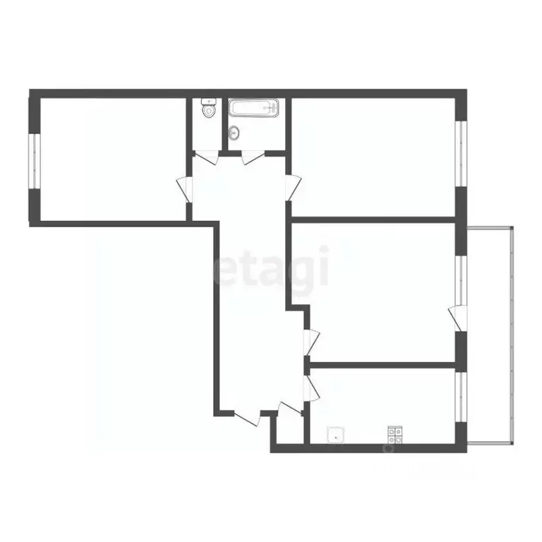 3-к кв. Томская область, Томск Солнечный мкр, ул. Бирюкова, 2 (65.9 м) - Фото 2