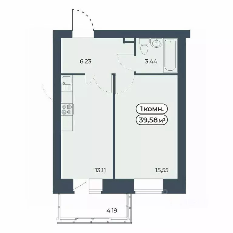 1-к кв. Красноярский край, Красноярск ул. Светлова, 25/1 (39.58 м) - Фото 1