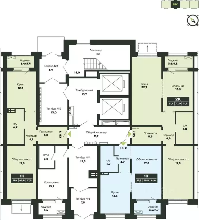 1-к кв. Новосибирская область, Новосибирск Гренландия жилой комплекс ... - Фото 2