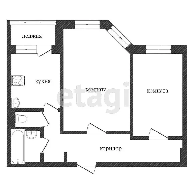 Квартира, 2 комнаты, 57 м - Фото 0