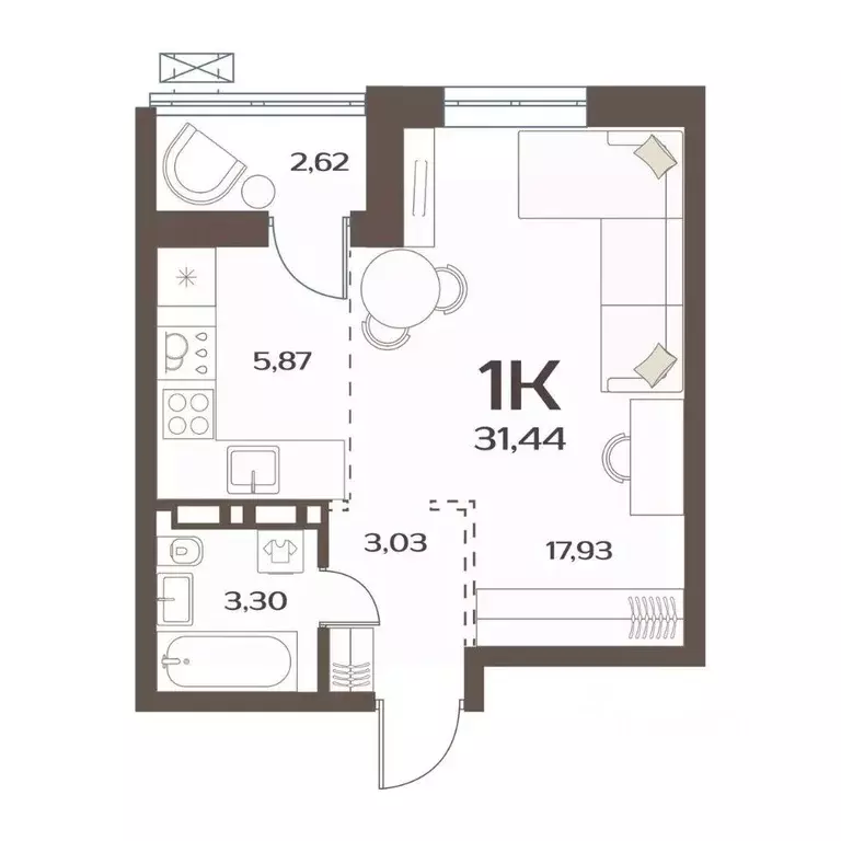 1-к кв. Приморский край, Владивосток ул. Слуцкого (30.1 м) - Фото 1