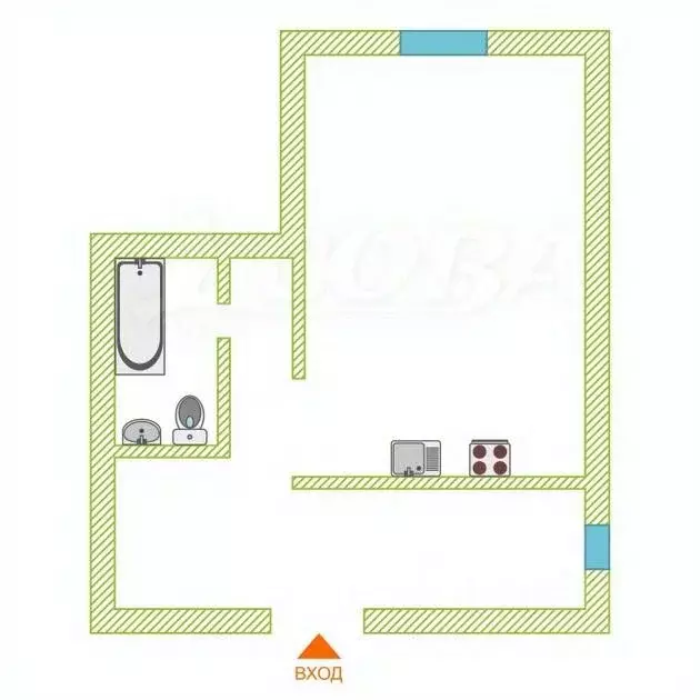 Студия Тюменская область, Тюмень Олимпийская ул., 25 (23.0 м) - Фото 1