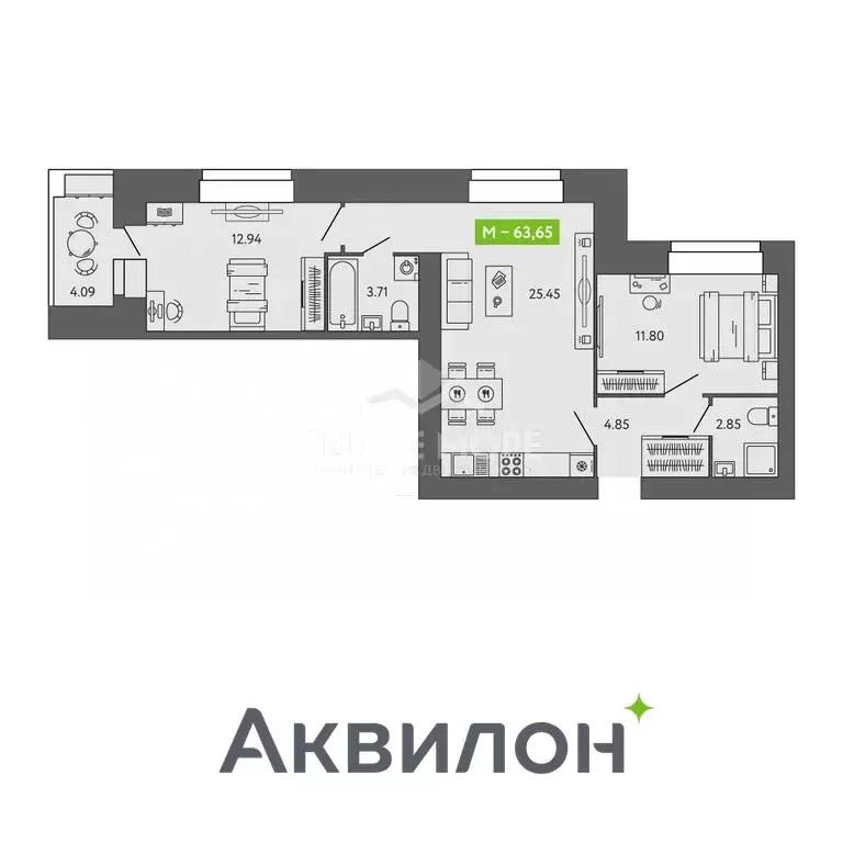 2-комнатная квартира: Архангельская область, Северодвинск (63.65 м) - Фото 0