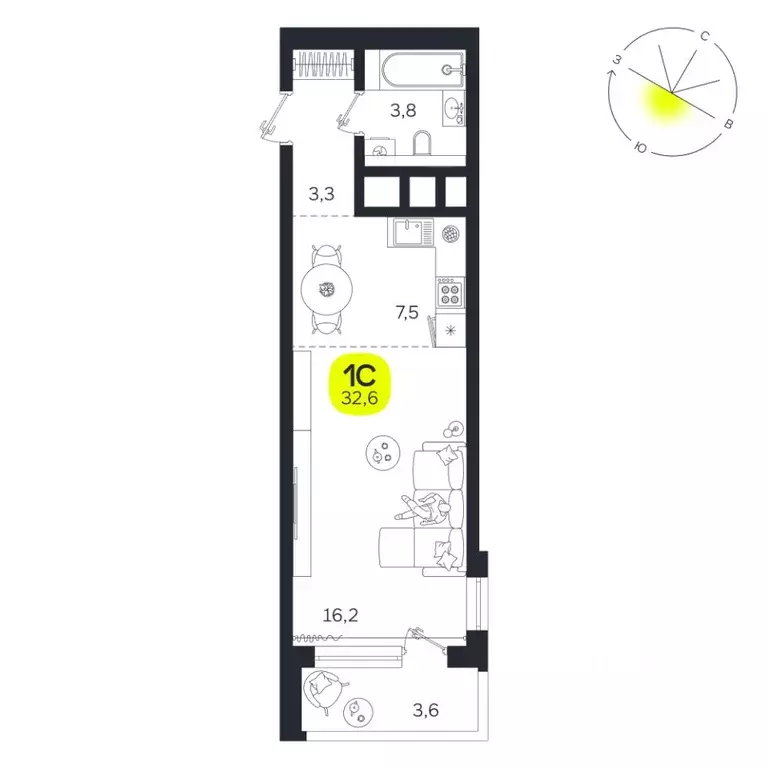 Студия Свердловская область, Екатеринбург Южная Ботаника жилрайон, ... - Фото 1