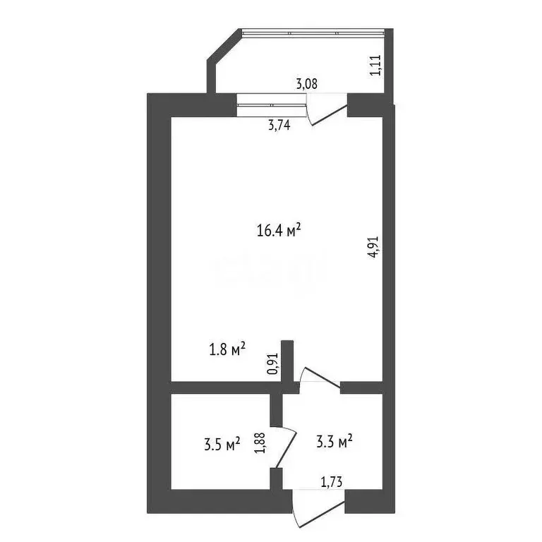Квартира-студия: Чигири, Европейская улица, 7/1 (25 м) - Фото 0