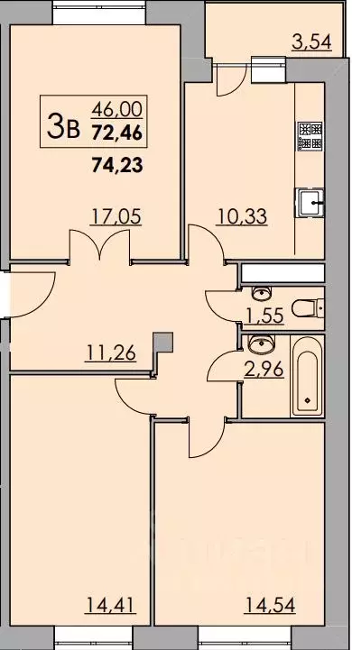 3-к кв. Московская область, Кашира ул. 8 Марта, 20 к1 (74.0 м) - Фото 1