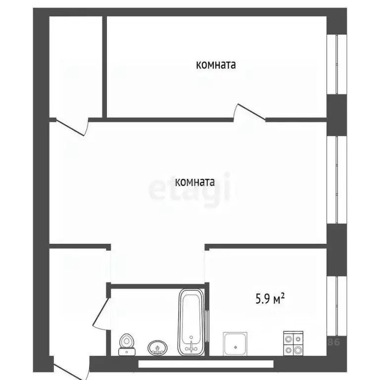2-к кв. Калининградская область, Гурьевск ул. Гурьева, 4 (42.5 м) - Фото 2