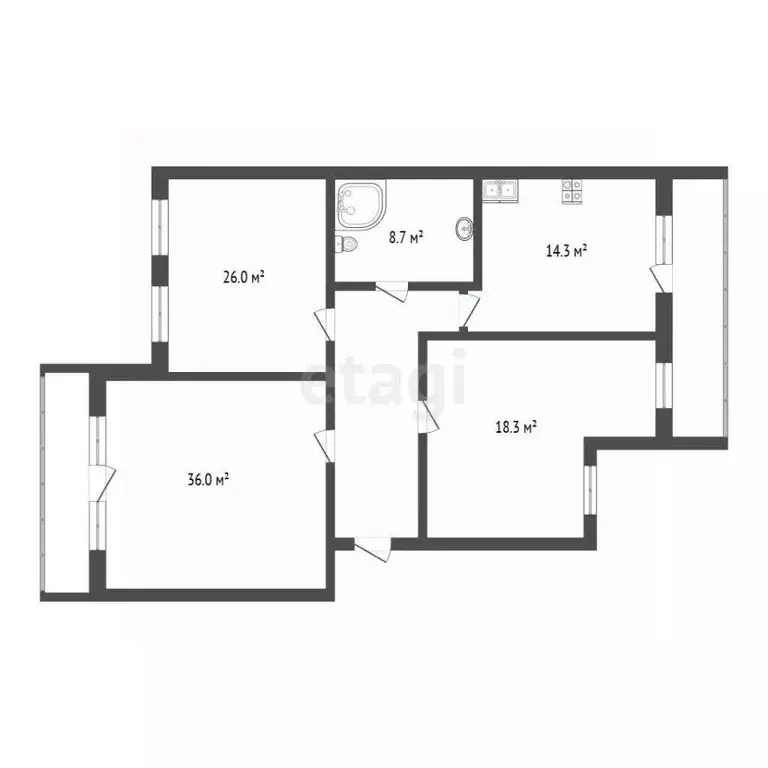 3-к кв. Тюменская область, Тюмень Северная ул., 3 (112.7 м) - Фото 2