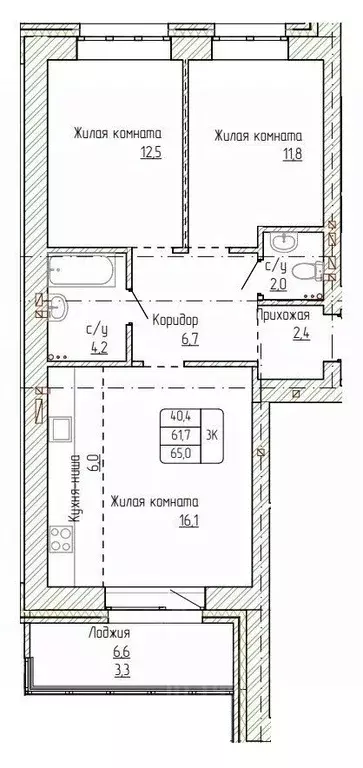 3-к кв. Алтайский край, Новоалтайск ул. Титова, 6 (65.0 м) - Фото 0