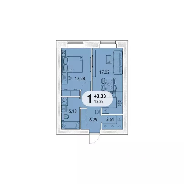 1-к кв. Брянская область, Брянский район, пос. Мичуринский, ... - Фото 1