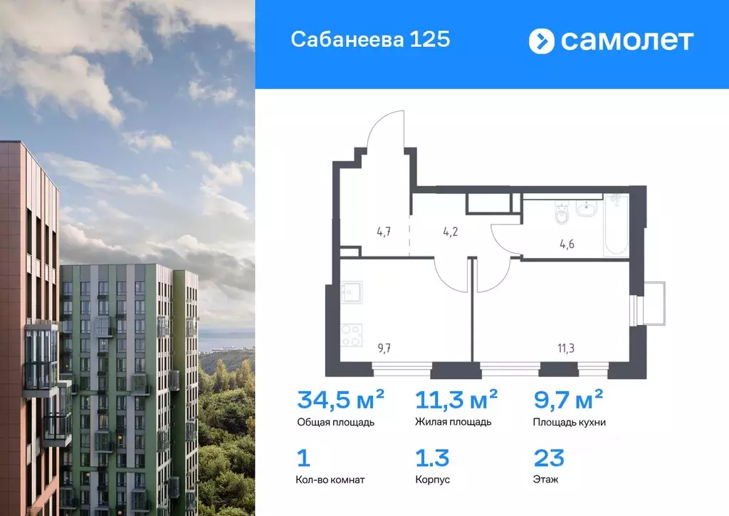1-к кв. Приморский край, Владивосток ул. Сабанеева, 1.3 (34.5 м) - Фото 1