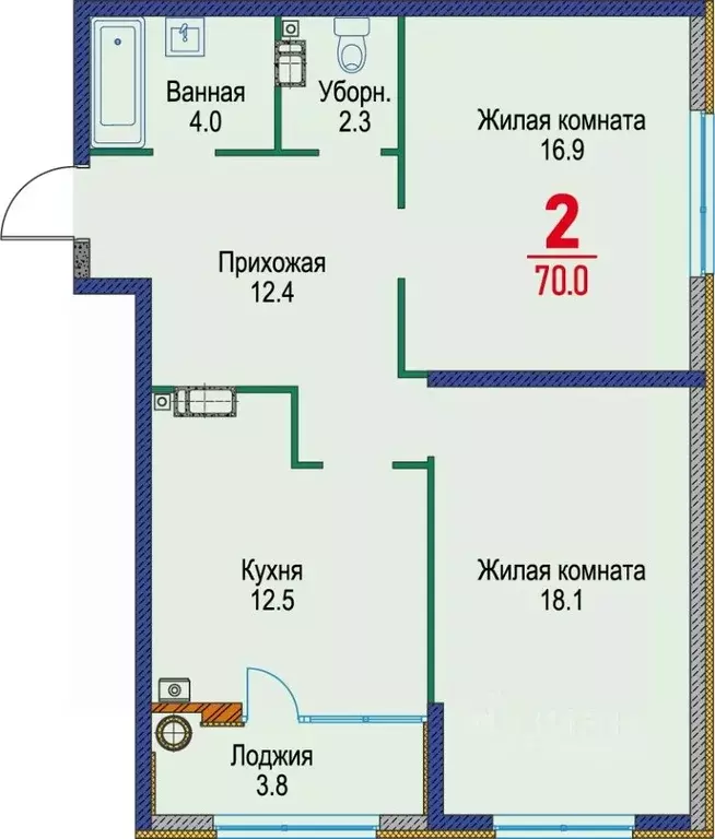 2-к кв. Ставропольский край, Ставрополь Гражданская ул., 1/6 (69.5 м) - Фото 1