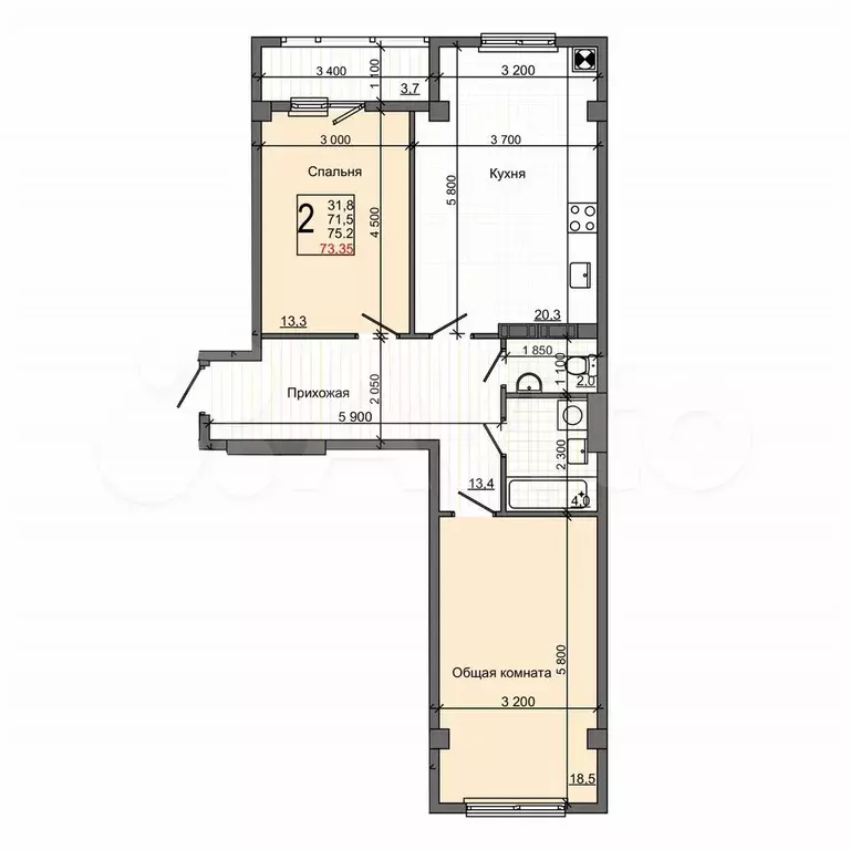 3-к. квартира, 75 м, 5/9 эт. - Фото 1