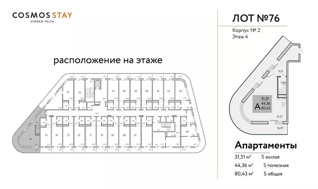 1-к кв. Крым, Ялта муниципальный округ, Виноградное пгт Космос Стей ... - Фото 2