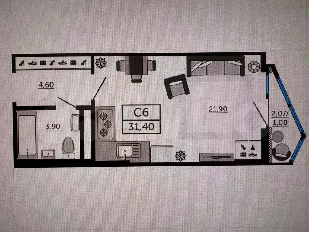 Квартира-студия, 31,5 м, 18/24 эт. - Фото 0