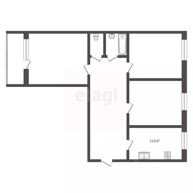 3-к кв. Ростовская область, Таганрог пер. 1-й Новый, 2 (63.1 м) - Фото 1