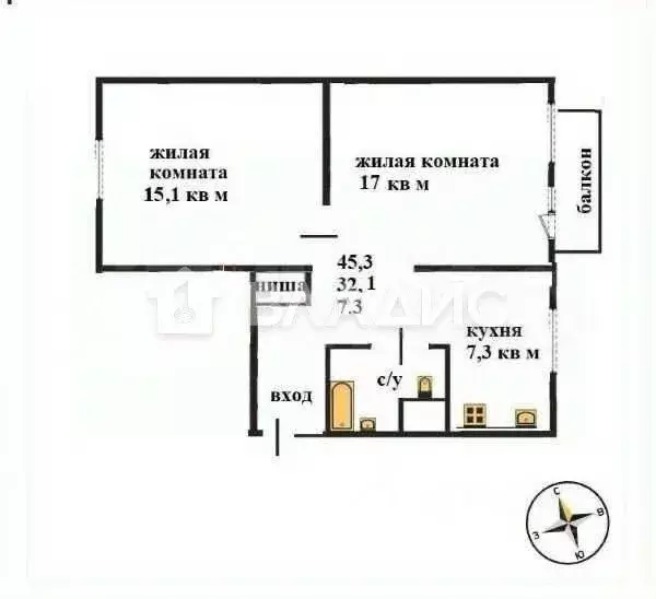 2-к кв. Пензенская область, Пенза Коммунистическая ул., 7А (45.3 м) - Фото 2