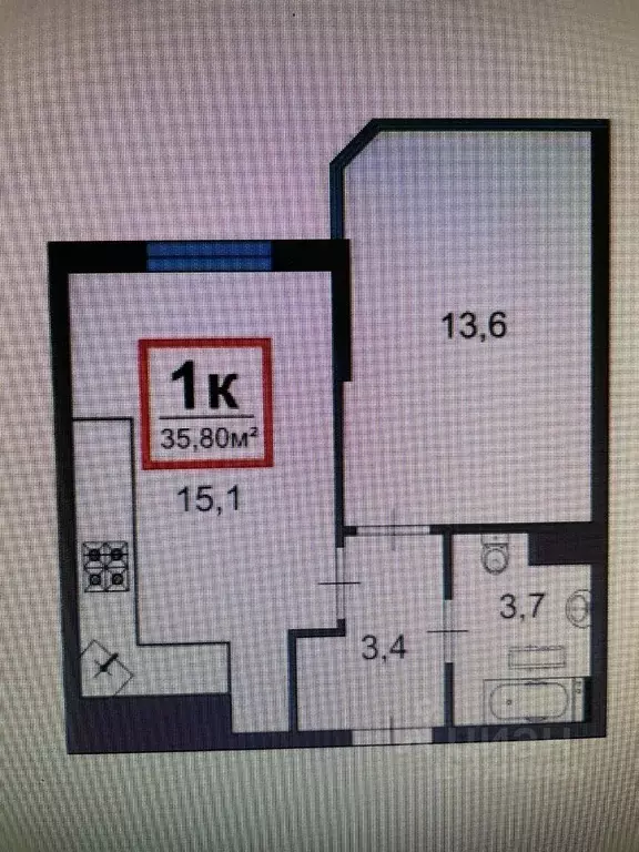 1-к кв. Краснодарский край, Анапа Анапское ш., 32к5 (36.0 м) - Фото 2