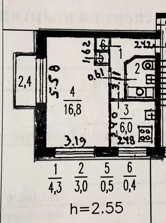 1-к. квартира, 31 м, 4/5 эт. - Фото 0