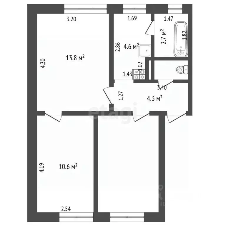 Комната Кемеровская область, Новокузнецк ул. Энтузиастов, 59 (33.1 м) - Фото 2
