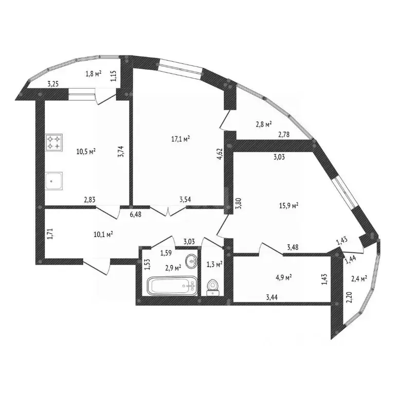 2-к кв. Башкортостан, Уфа ул. Карла Маркса, 60/2 (61.8 м) - Фото 2