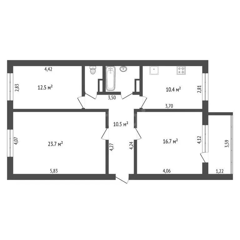 3-комнатная квартира: Благовещенск, Первомайская улица, 49 (78.9 м) - Фото 1