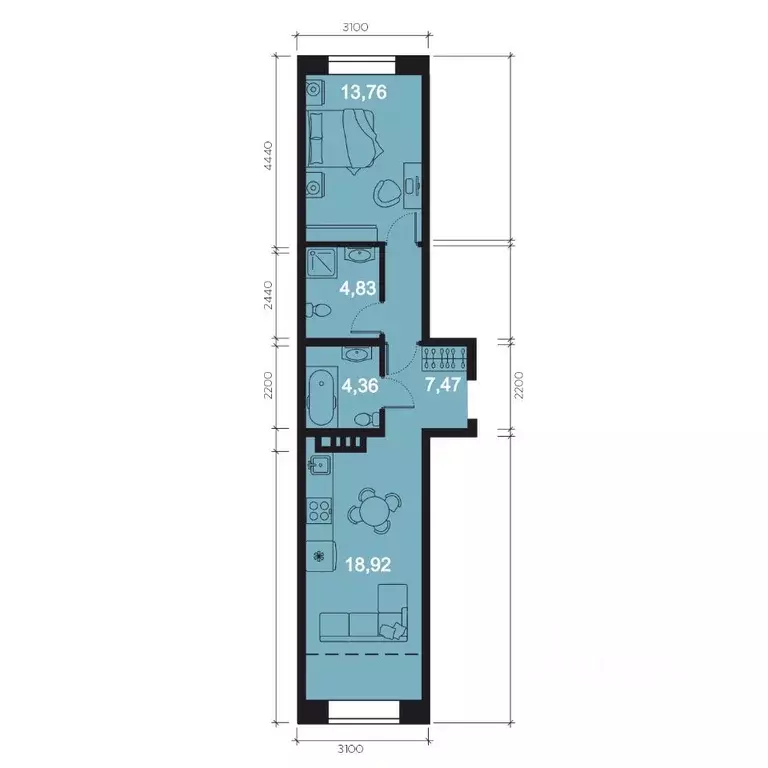 2-к кв. Иркутская область, Иркутск наб. Верхняя, 137 (51.23 м) - Фото 1