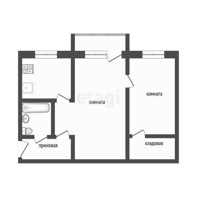 2-комнатная квартира: Ухта, проспект Космонавтов, 8/32 (45 м) - Фото 0