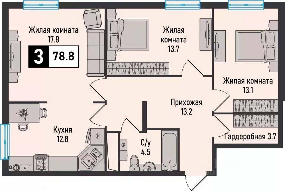 3-к кв. Ставропольский край, Железноводск городской округ, пос. ... - Фото 1