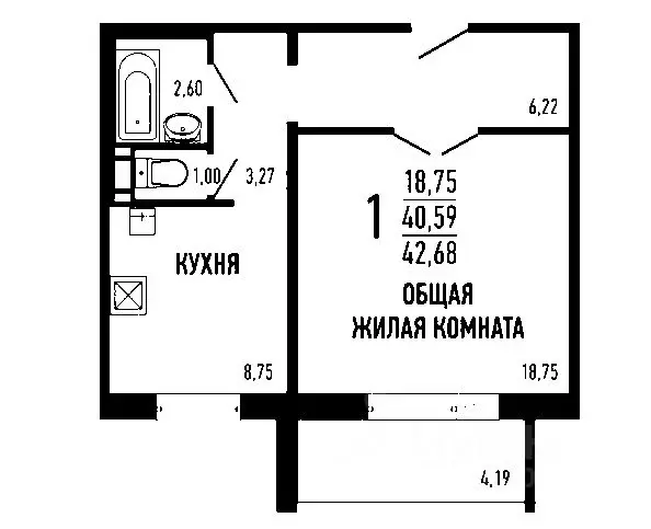 1-к кв. Красноярский край, Красноярск ул. Академика Киренского, 45 ... - Фото 1