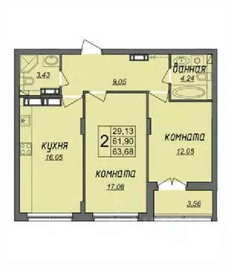 2-к кв. Владимирская область, Муром Колхозная ул., 24 (63.68 м) - Фото 0