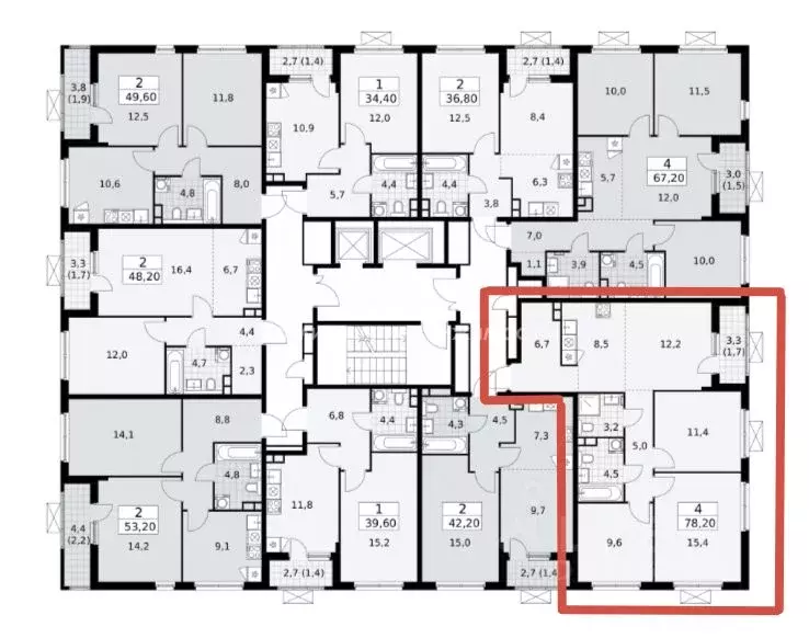 4-к кв. Москва Прокшино жилой комплекс, к11.2.1 (78.2 м) - Фото 2