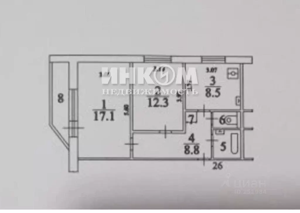 2-к кв. Московская область, Красногорск городской округ, Нахабино пгт ... - Фото 2