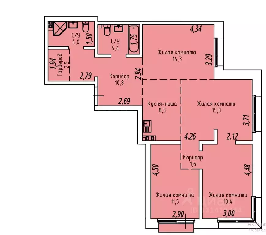 4-к кв. Иркутская область, Иркутск Култукская ул., 16 (87.6 м) - Фото 2